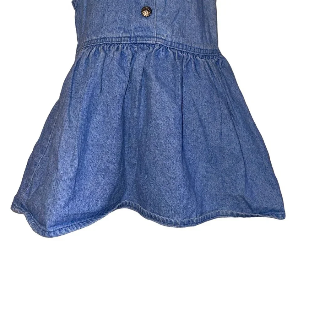 Vintage OshKosh BGosh Denim Jumper Dress Toddler Girls 4T Blue Made USA Light
